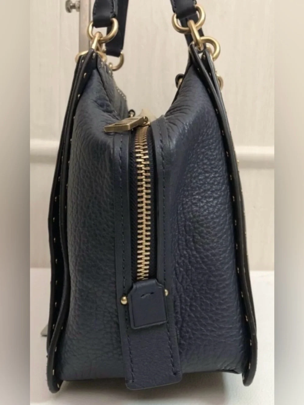COACH Navy Blue Pebble Leather Gold Stud Dreamer and Wallet Set - Picture 13 of 16